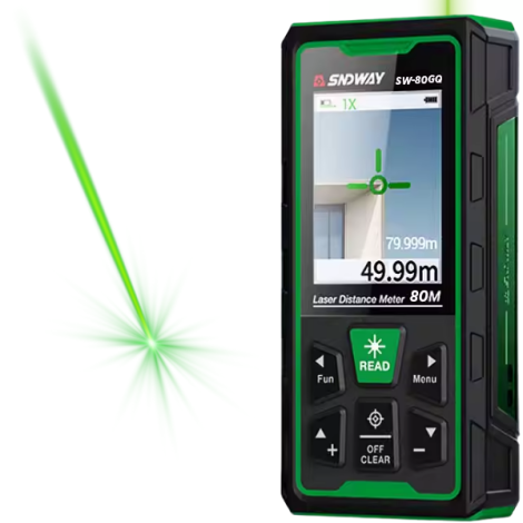 SW-80GQ Yeşil Lazerli 80 Metre Kameralı Lazermetre | Şarjlı ve IP68 Korumalı