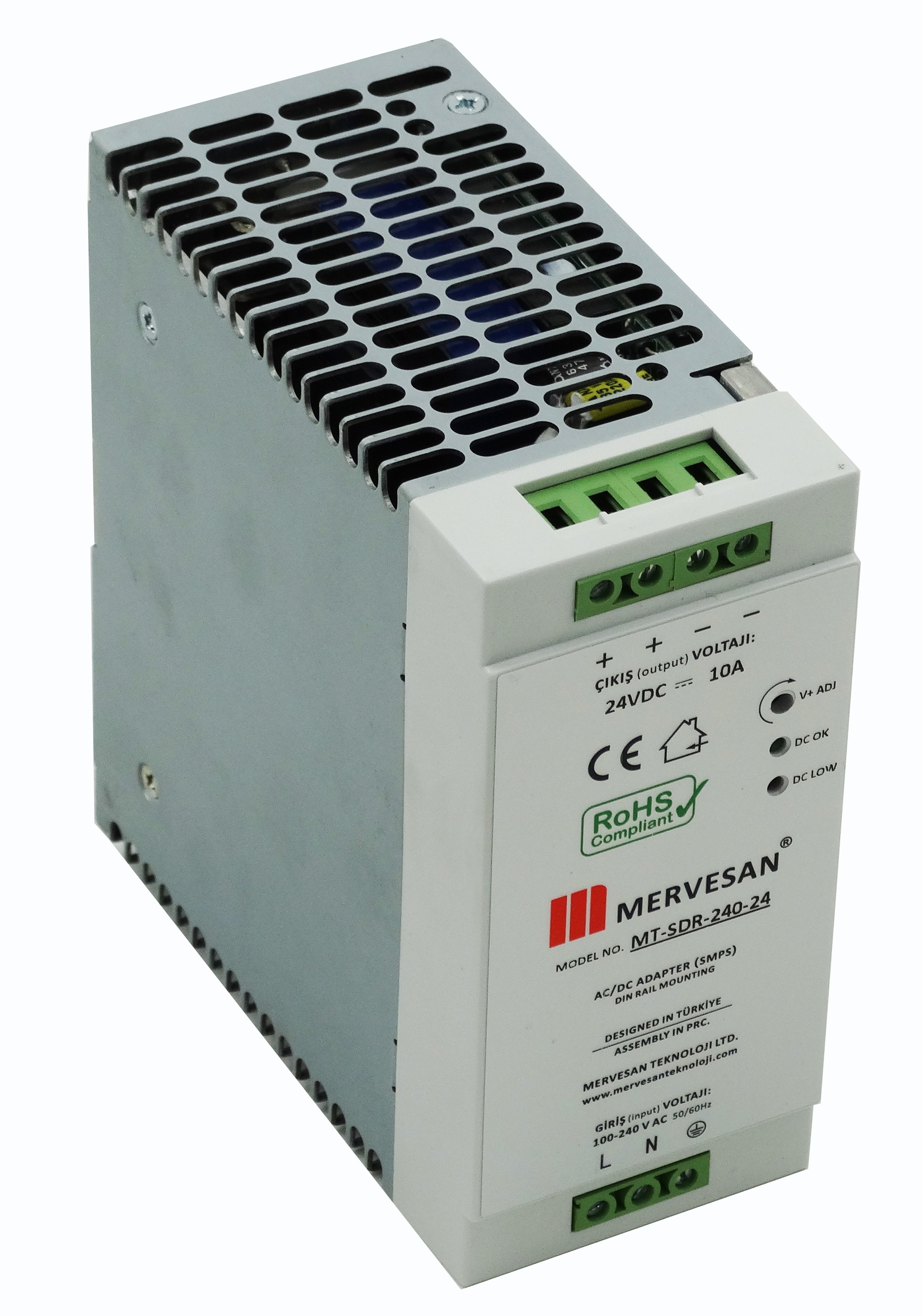 SLİM Ray Montaj AC-DC (SMPS) Adaptörler  24V 10A  240W