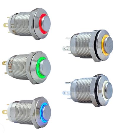 12MM YAYLI LEDLİ METAL BUTON - 1NO - IP67