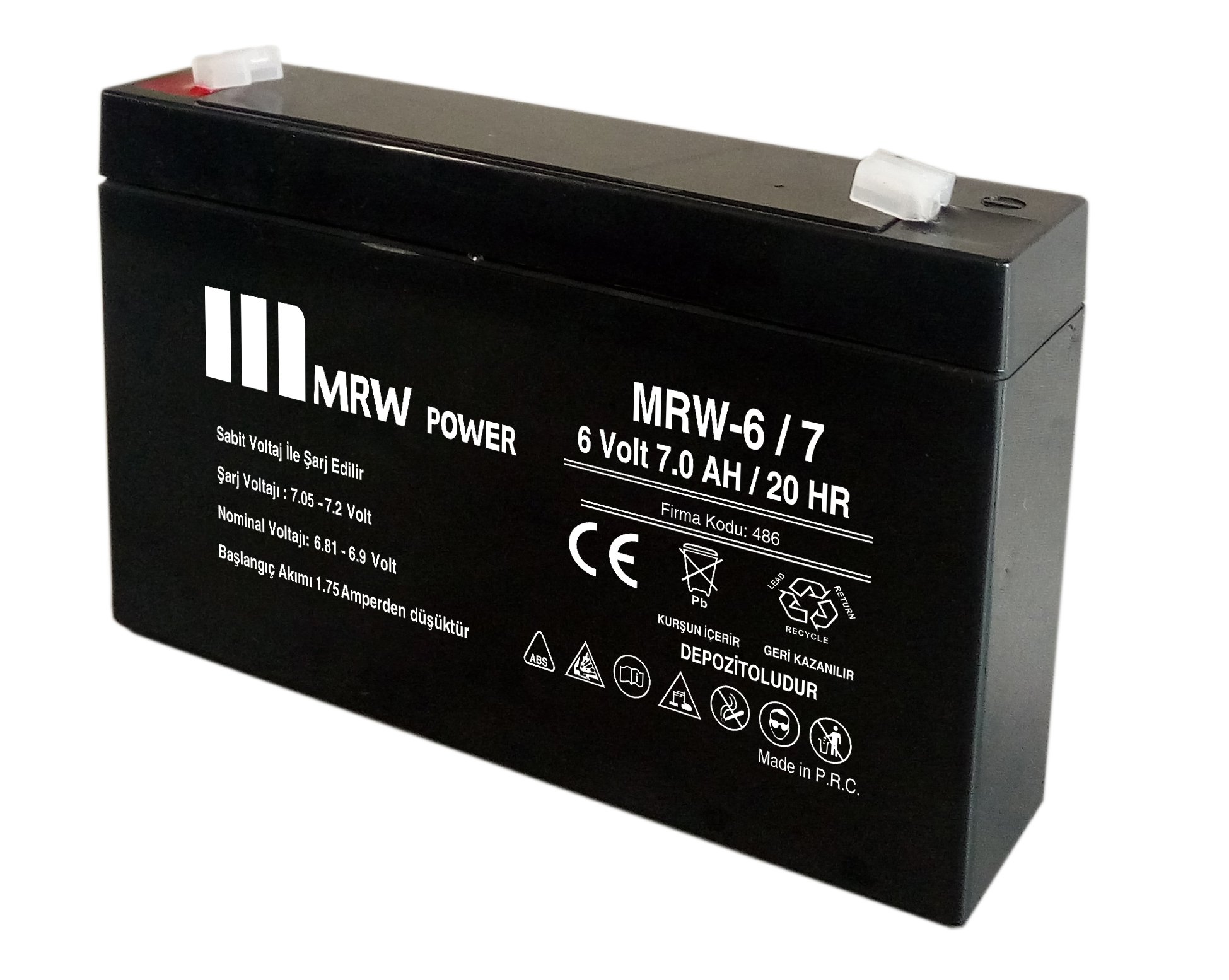 MRW POWER  Bakımsız Kuru Aküler  6Volt 7AH